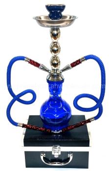 Zebra Brooklyn 2 Hose Blue Hookah With Carrying Case