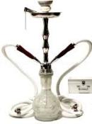 zebra brooklyn white 2 hose hookah with case